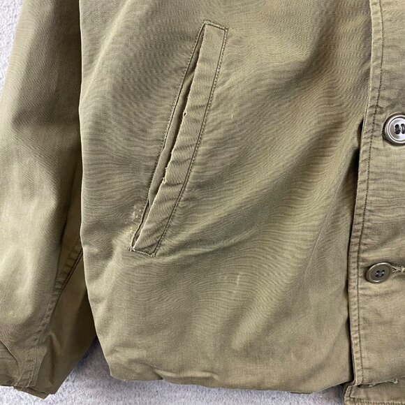 Vintage WWII USN Navy Deck Jacket N-4 Field Coat Medium Lined Green 1940s - Picture 9 of 16